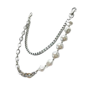 Cadena de cintura de perlas estilo hip hop europeo-americano, cadena metálica de doble capa para bolsillo de jeans, cadena corporal de moda para uso diario. - Product Image 5