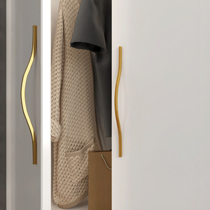 Cabinet Door Curved Wardrobe Door Handle Drawer Cabinet Black Wardrobe Pull Handle Alloy Shape Simple Furniture Aluminum Alloy - Product Image 5