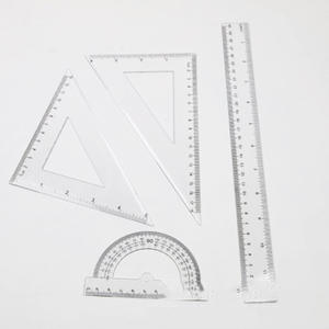 Juego de 4 Piezas de Herramientas de Geometría Matemática, Transportador, Regla Triangular de Plástico Transparente - Product Image 1