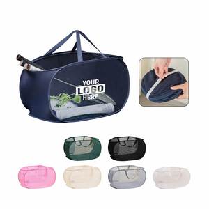 Cesto de Ropa Plegable Horizontal con Logotipo Personalizado, Bolsa de Almacenamiento de Ropa Sucia Portátil de Malla de Poliéster - Product Image 3