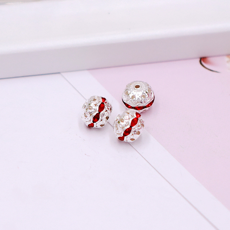 8 silver base with large red diamonds