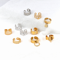 Persönlicher 18K Gold PVD-beschichteter Edelstahl Offener Ring für Damen, Breiter Chunky Ring mit Schnallenverschluss, Trendiger Statement-Schmuck