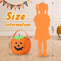 Design unique avec éclairage LED pour Halloween Sac fourre-tout seau en feutre Sac à friandises Halloween Citrouille Sac à bonbons pour enfants Cadeau de fête