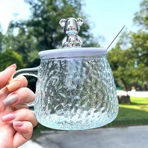 <b>Bear</b> Lid Mug Hand Gift Glass Water <b>Bottle</b> Coffee Cup Mug Coffee Household Tea Juice Cup Mugs With Spoon - Product Image 6