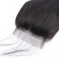Bundles de cheveux humains alignés par cuticule droite péruvienne noire naturelle de 18 pouces avec la catégorie 12A de fermeture 5X5