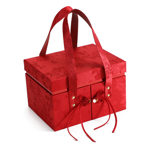 Cajas de Regalo de Boda Jinxi, Estilo Chino Rojo con Asa para Recuerdos de Boda - Product Image 5