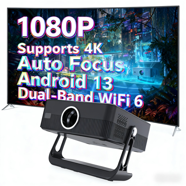 K7 Auto Focus 4K Android Smart Projector 1080p 300ANSI  HD Portable LED Home Theater Projector with Dual WiFi