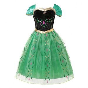 Robe de princesse Anna verte pour bébé fille, broderie florale, robe de fête Anna, vêtements de cosplay pour enfant, costume fantaisie d'été - Product Image 3