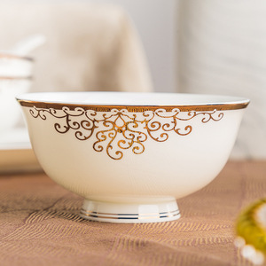 Juego de <span class=keywords><strong>Vajilla</strong></span> de Lujo de Cerámica Estilo Europeo con Borde Dorado y Relieve, Cubertería de Porcelana para Hogares, Restaurantes y Regalos - Product Image 4