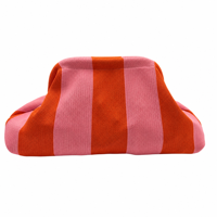 Pochette Mahjong en tricot nuage rayé avec logo personnalisé, rangement résistant à l'eau à blocs de couleur pour tuiles de Mahjong américain