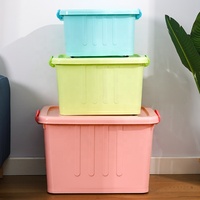 Boîte de rangement en plastique multi-usages grande et colorée pour la maison, organisateur de linge, avec couvercles et roulettes, de 6,5 L à 250 L