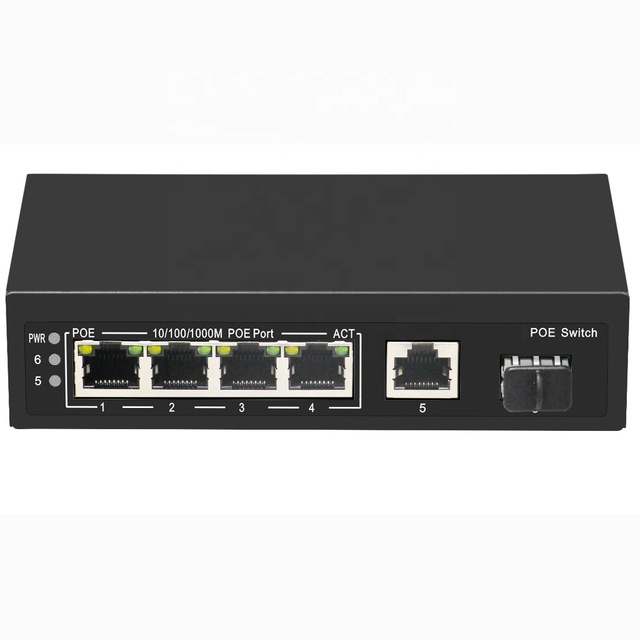 Hotselling 1000mbps 4 POE Port Full Gigabit 1 SFP Port VLAN 48V POE Ethernet Network Switch