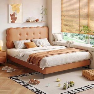 Cama Completa con Estructura de Madera Tapizada en Algodón con Forma de Galleta, Cómoda y Moderna, con Almacenamiento Oculto, Compacta, para Dormitorio Infantil - Product Image 2