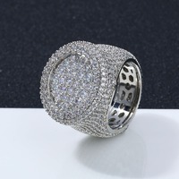 Bague de luxe pour homme, large, style hip-hop, en laiton plaqué or 14K, entièrement pavée de zircone cubique (CZ), finition ovale, unisexe, cadeau de fête
