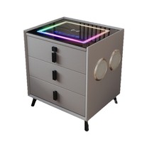 Table de chevet moderne intelligente à six touches Chargement sans fil Armoire de rangement multifonctionnelle pour chambre à coucher