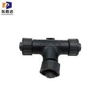 Connecteur en T en plastique 2 broches 3 voies industriel circulaire solide mâle femelle aviation IP67 étanche M12
