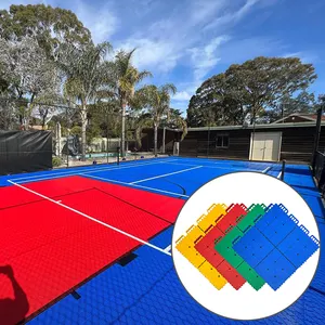 Piso de quadra de voleibol suspenso, quadra de voleibol modular ao ar livre, piso de plástico interligado