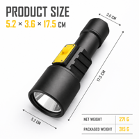 Senter Selam IP68 1000LM P70 LED 300M Jangkauan Cahaya, Dapat Diisi Ulang, Lampu Selam Tipe-C dengan Indikator Baterai