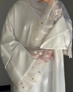 Venta al por Mayor de Ropa Musulmana Tradicional de Verano para Mujer, Accesorio de Vestido Abaya de Encaje Daisy Nida, Vestido Blanco de Seda <span class=keywords><strong>Medina</strong></span> - Product Image 5