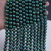 Perles d'eau douce Edison naturelles rondes vertes de 9 à 12mm de qualité AA pour la fabrication de bijoux