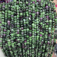 Vente en gros 4x4mm Cube naturel véritable rubis facettes perles de pierres précieuses brins facette rubis Cube perle pour la fabrication de bijoux (AB2133)