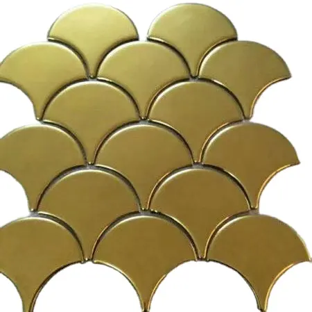 3d golden fan shape decorative wall mosaic tile for background wall with size 290*274mm from A-Diffusion
