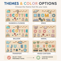 Puzzle en bois éducatif personnalisé sur le thème des dessins animés avec lettres amovibles pour les enfants de 0 à 24 mois, unisexe