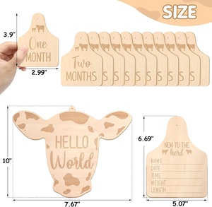 Carte mensili del bambino della mucca rustica in <span class=keywords><strong>legno</strong></span> mandria di bovini fotografia del neonato oggetti di scena reversibili per la gravidanza e il Baby Shower - Product Image 6