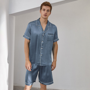 Silk <strong>Pyjamas</strong> <strong>Men</strong> Silk <strong>Short</strong> Pajama <strong>Set</strong> Two Piece Silk Pajamas - Product Image 2