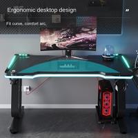 Bureau de Jeu PC Personnalisé Noir LED RGB, Table de Course pour Maison et Bureau Informatique