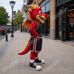 Mascotte en peluche Shengye : Costume de mascotte dragon rouge sportif et cool, style anime, en fourrure, pour adultes et adolescents, idéal pour les fêtes cosplay - Product Image 3