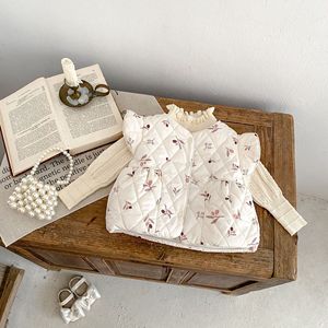 Engepapa Hiver Filles Cardigan <span class=keywords><strong>Gilet</strong></span> Épaissi Infant Fly Sleeve Jacket Warm Diamond Printed Baby Clothes - Product Image 4