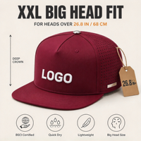 Casquette de baseball personnalisée bordeaux à séchage rapide, grande taille XXL (68 cm), perforée au laser, respirante, pour le sport, vente en gros OEM ODM