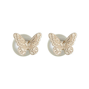 Muyu Butterfly Pearl Stud Earrings 925 Silver Needle Everyday Wear - Product Image 5