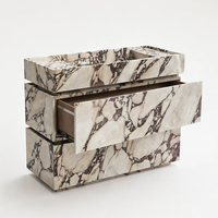 Meuble-lavabo moderne en marbre Calacatta Viola Cammy Stone avec tiroirs, installation sur piédestal, finition polie, personnalisable pour salle de bain