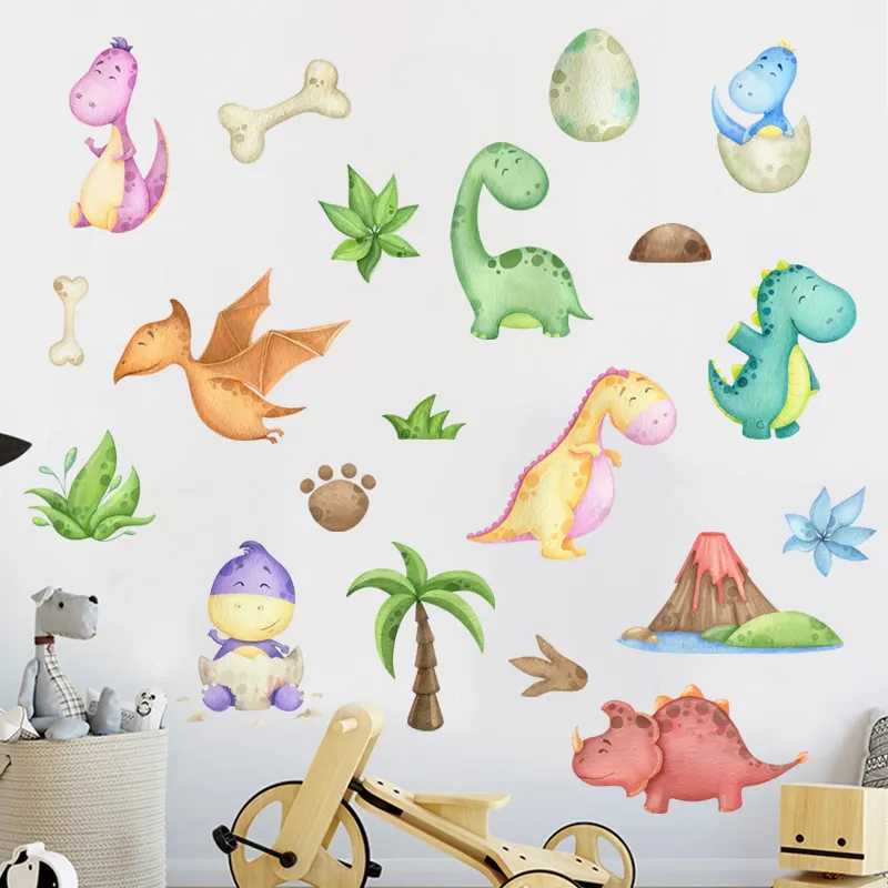 Cartoon Dinosaur Baby Stickers For Room Wall Creative Sofa TV Background Wallpaper Self Adhesive Baby's Bedroom Decorative Decal