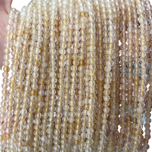 Cuentas Sueltas Redondas Facetadas de Citrino, Piedra Preciosa Natural para la Fabricación de Joyas, Pulseras y Collares, Venta al por Mayor, 2MM - Product Image 4