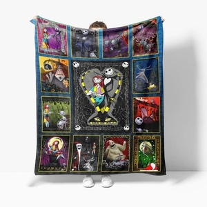 Biểu Tượng Tùy Chỉnh In Halloween Kinh Dị Nhân Vật Thăng Hoa Lông Cừu Flannel Ném Chăn 100% Polyester Cao Dệt Kim Động Vật - Product Image 2