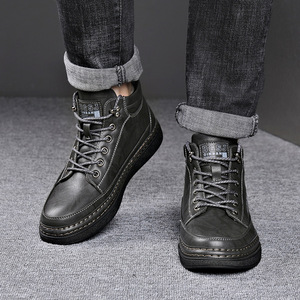 รองเท้าบูทหนังบุขนแกะสำหรับผู้ชาย พื้นยาง กันหนาว ใส่สบาย ไซส์ 38 39 40 41 42 43 44 สีน้ำตาล สีดำ - Product Image 2