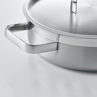 Poêle à frire en acier inoxydable 304 avec couvercle, fond triple couche, poêle à frire profonde, ustensile de cuisine polyvalent, fabricant OEM