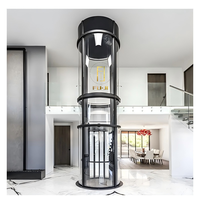 Kleiner Wohnaufzug für Villa Innenbereich Runde Glaskabine Luxuriöser Panorama-Lift Hydraulischer Antrieb FUJI
