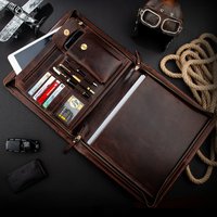 Durable Full Grain Executive Zippered Holder Organizador de cuero Pocket Agenda/Portafolio A4 Carpeta de archivos para documentos de cuero