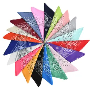 Wholesale multifunction colourful custom 100% cotton square fabric customized printed headwear classic paisley bandana