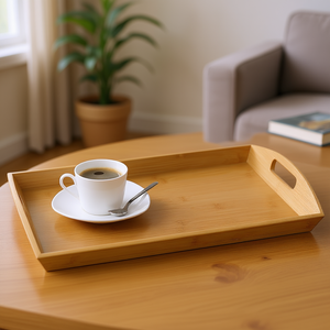 Bandeja de Servir KESPER de Bambú Rectangular con Asas para Servir Café y Té - Product Image 3