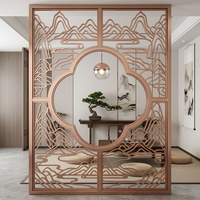 Paravent de séparation de pièce en acier inoxydable incurvé sur mesure, découpe laser PVD or rose, décoration murale moderne de luxe pour hôtel et villa