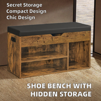 Banc à chaussures rembourré moderne avec étagères, banc de rangement gain de place, rangement caché, meuble d'entrée, capacité de charge de 136 kg, 30x80x44