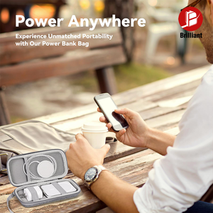 Buweilian màu xám EVA du lịch cứng trường hợp đối với Apple Magsafe Pin gói MagSafe từ ngân hàng điện Iphone 15/14/13 Thêm lưới túi - Product Image 6