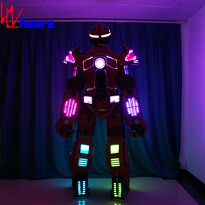 Costumes de mascotte de robot <span class=keywords><strong>guerrier</strong></span> LED 3D programmable, transformateur géant, marcheur sur échasses, vêtements de performance avec de gros éclairages LED - Product Image 6
