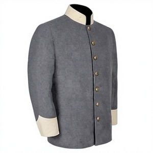 Abrigo de Lana Gris para Hombre, Estilo Confederado, para Reenactment Histórico, Cuello Alto, Cierre de un Solo Botón - Product Image 2