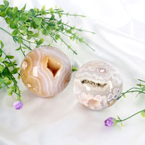 بيع بالجملة طبيعي شفاء كريستال كروي يدوي مصقول جيود عقيق زهرة درزي كروي - Product Image 2